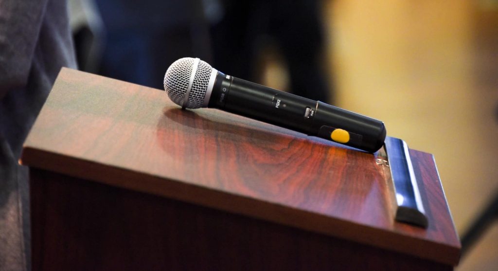 Microphone on a lectern